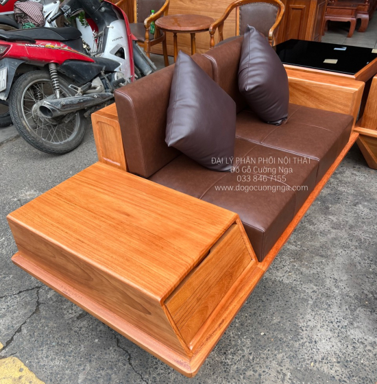 Sofa Gỗ Gõ Đỏ Cao Cấp 2 Văng Mẫu Thuyền
