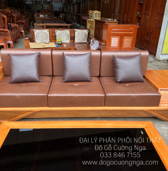 Sofa Gỗ Gõ Đỏ Cao Cấp 2 Văng Mẫu Thuyền