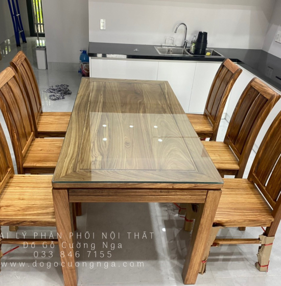 Bộ bàn ăn gỗ Hương Xám 1m6 - 6 ghế hiện đại BG 020