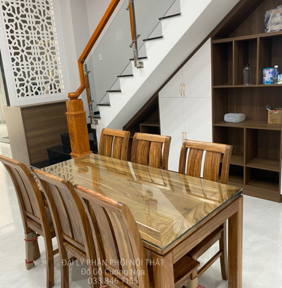 Bộ bàn ăn gỗ Hương Xám 1m6 - 6 ghế hiện đại BG 020