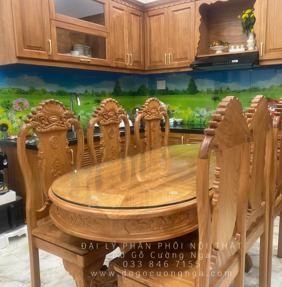 Bộ Bàn Ghế Ăn Gỗ Gõ Đỏ 6 Ghế Cao Cấp BG 1-101