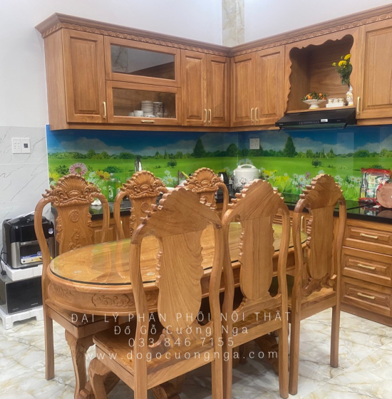 Bộ Bàn Ghế Ăn Gỗ Gõ Đỏ 6 Ghế Cao Cấp BG 1-101