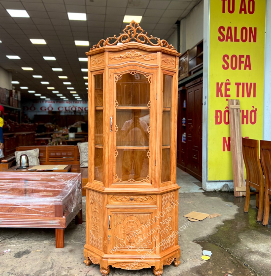 Tủ rượu gỗ gõ đỏ góc 60 cao cấp TG 011