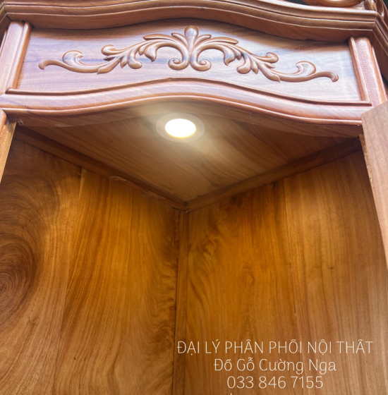 Tủ rượu gỗ gõ đỏ góc 60 cao cấp TG 011