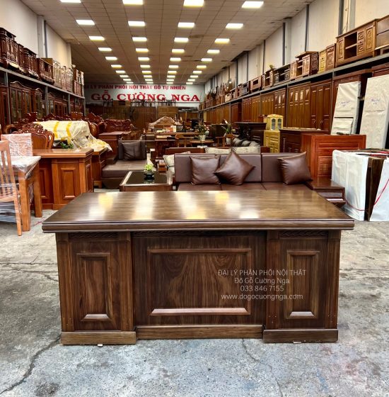 Bàn Làm Việc Gỗ Hương Xám 1m67 Màu Óc Chó GĐ 21.23