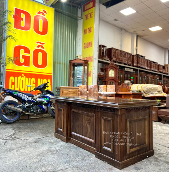 Bàn Làm Việc Gỗ Hương Xám 1m67 Màu Óc Chó GĐ 21.23