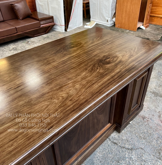Bàn Làm Việc Gỗ Hương Xám 1m67 Màu Óc Chó GĐ 21.23