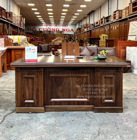 Bàn Ghế Làm Việc Gỗ Hương Xám 1m67 Màu Óc Chó GĐ 21.29