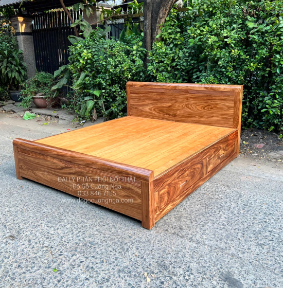 Giường Ngủ Gỗ Hương Xám 2 Ngăn Kéo Phản Thưa Giá Rẻ 