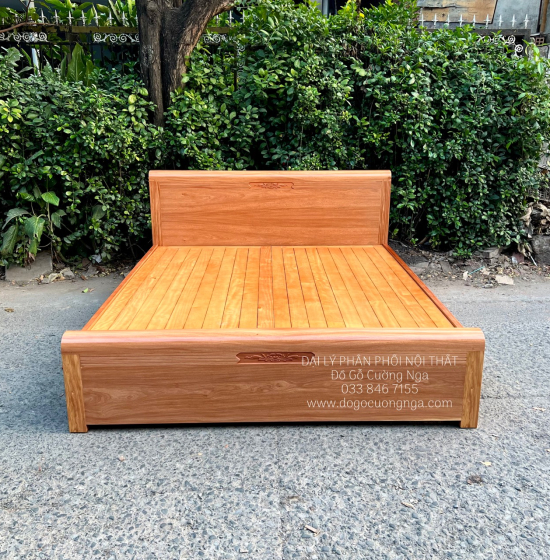 Giường gỗ đinh hương vạt phản - mẫu chỉ hoa 
