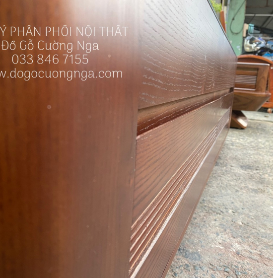 Bộ Ghế Sofa Gỗ Sồi Nga Lau Màu Óc Chó 2 Văng Thuyền 