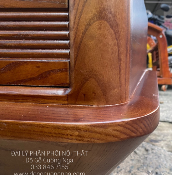 Bộ Ghế Sofa Gỗ Sồi Nga Lau Màu Óc Chó 2 Văng Thuyền 