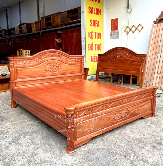 Giường Ngủ Gỗ Xoan Đào Phản Liền Sang Trọng 
