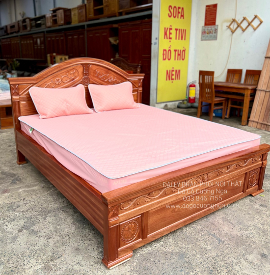 Giường Ngủ Gỗ Xoan Đào Hoa Dây Cao Cấp - Phản Thưa 
