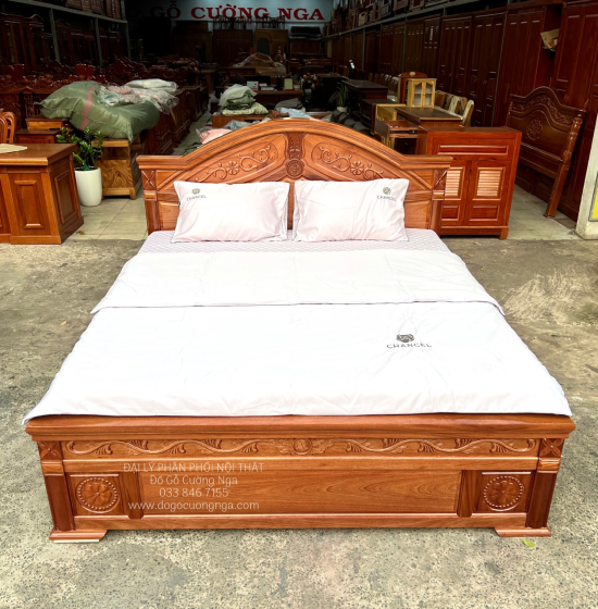 Giường Ngủ Gỗ Xoan Đào Hoa Dây Cao Cấp - Phản Thưa 
