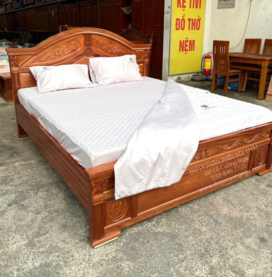 Giường Ngủ Gỗ Xoan Đào Hoa Dây Cao Cấp - Phản Thưa 