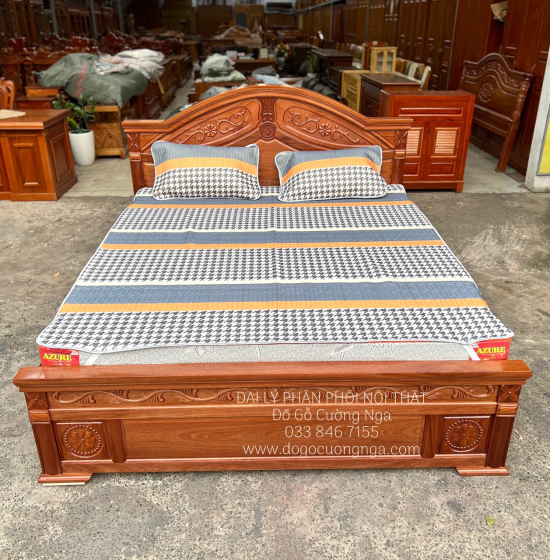 Giường Ngủ Gỗ Xoan Đào Hoa Dây Cao Cấp - Phản Thưa 