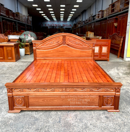Giường Ngủ Gỗ Xoan Đào Hoa Dây Cao Cấp - Phản Thưa 