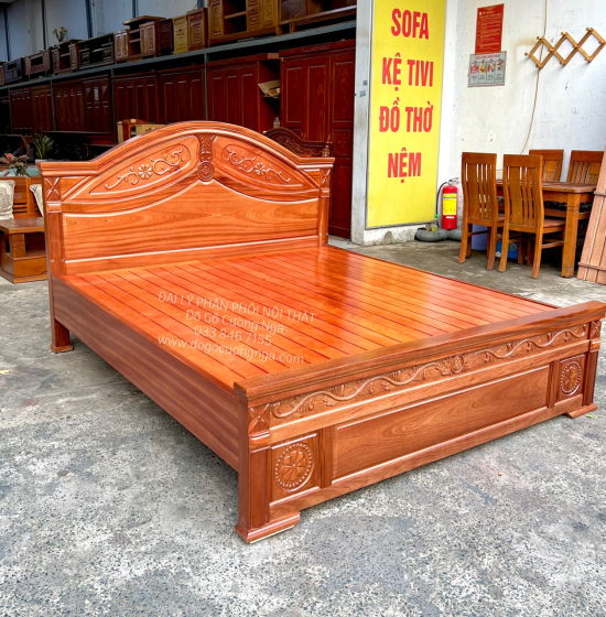 Giường Ngủ Gỗ Xoan Đào Hoa Dây Cao Cấp - Phản Thưa 