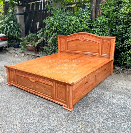 Giường Ngủ Gỗ Đinh Hương 4 Ngăn Kéo Vạt Phản 