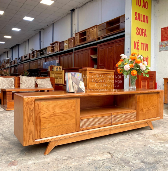 Kệ Tivi Gỗ Sồi Nga Lau Màu Hương KG 16.5