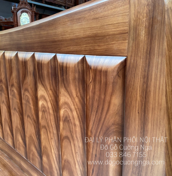 Giường Ngủ Gỗ Hương Xám Kiểu Nhật Hiên Đại - Màu Óc Chó 