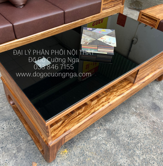 Ghế Sofa Gỗ Hương Xám 2 Văng Chữ U Hiện Đại - Chân Choãi 