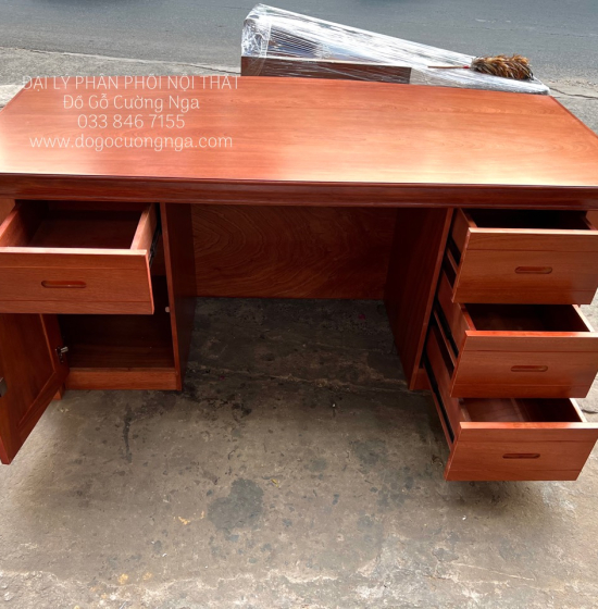 Bàn Ghế Làm Việc Gỗ Xoan Đào 1m6 Cao Cấp GĐ 21.15