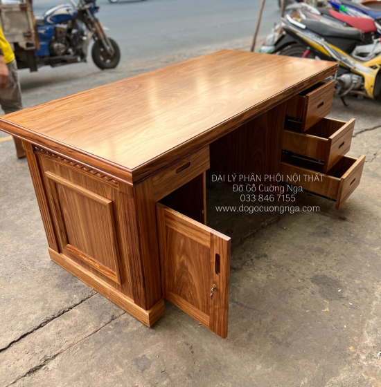 Bàn Làm Việc Giám Đốc Gỗ Hương Xám 1m6 Hiên Đại GĐ 21.2
