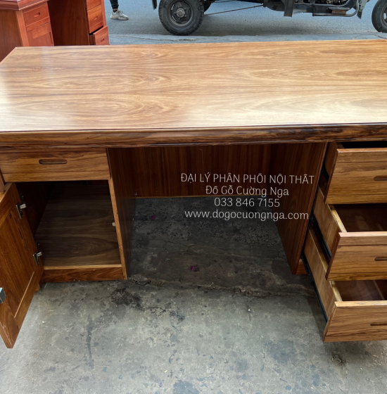 Bàn Làm Việc Gỗ Hương Xám 1m87 Bắt Chỉ