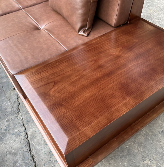 Bàn Ghế Sofa Gỗ Sồi Nga Chân Thuyền Lau Màu Óc Chó 2m8x1m9 