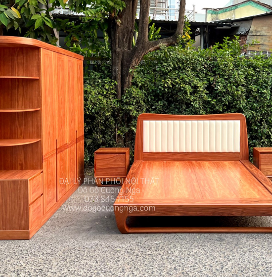 Tủ Táp Đầu Giường Gỗ Cẩm Vân Hiện Đại - Chân Quỳ 