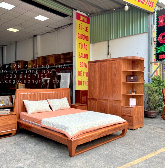 Giường Ngủ Kiểu Nhật Chân Quỳ Gỗ Cẩm Cao Cấp 