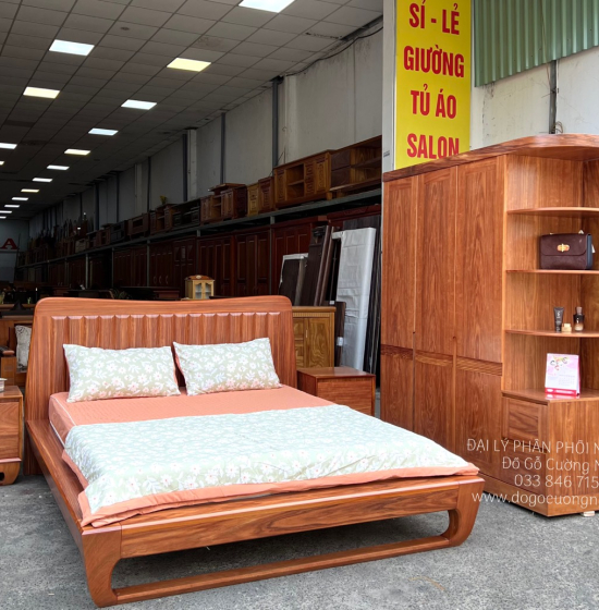 Giường Ngủ Kiểu Nhật Chân Quỳ Gỗ Cẩm Cao Cấp 
