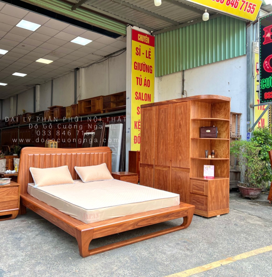 Giường Ngủ Kiểu Nhật Chân Quỳ Gỗ Cẩm Cao Cấp 