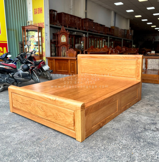 Giường ngăn kéo gỗ gõ đỏ hiện đại - vạt phản liền 