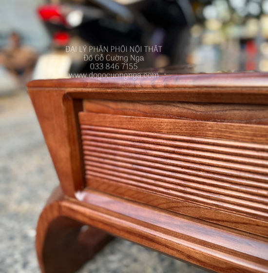 Bộ Bàn Ghế Sofa Gỗ Sồi Nga 2 Văng Chân Xoắn Cao Cấp