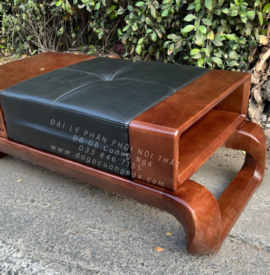 Bộ Bàn Ghế Sofa Gỗ Sồi Nga 2 Văng Chân Xoắn Cao Cấp