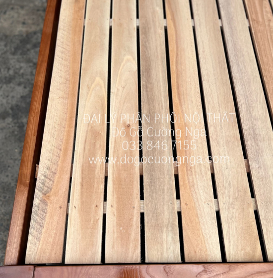 Giường Đơn Gỗ Sồi Nga 1m2x2m - Vạt Lan Mẫu Trơn 