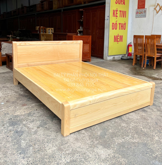 Giường Ngủ Gỗ Sồi Nga Phản Thưa Giá Rẻ - Mẫu Trơn 