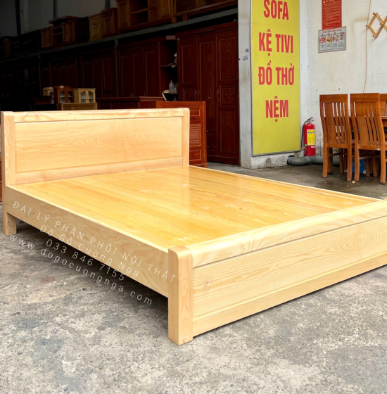 Giường Ngủ Gỗ Sồi Nga Phản Thưa Giá Rẻ - Mẫu Trơn 