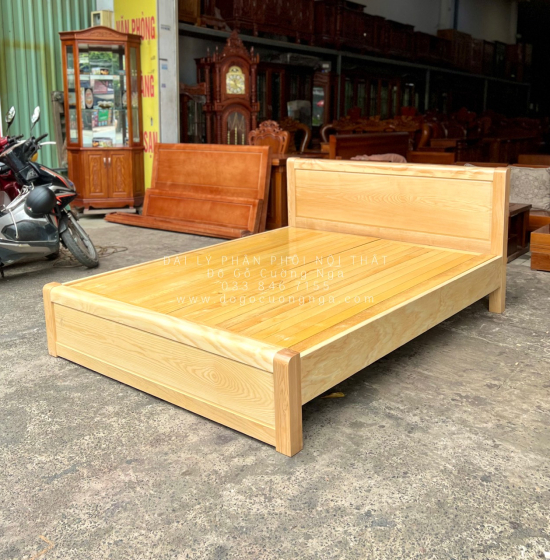 Giường Ngủ Gỗ Sồi Nga Phản Thưa Giá Rẻ - Mẫu Trơn 