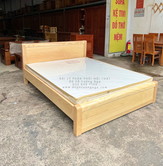 Giường Ngủ Gỗ Sồi Nga Phản Thưa Giá Rẻ - Mẫu Trơn 