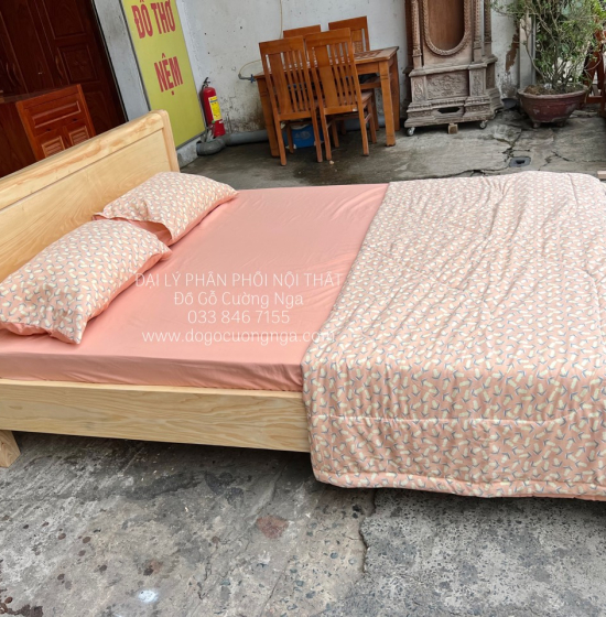 Giường Gỗ Sồi Nga 1m2x2m Giá Rẻ - Màu Tự Nhiên 