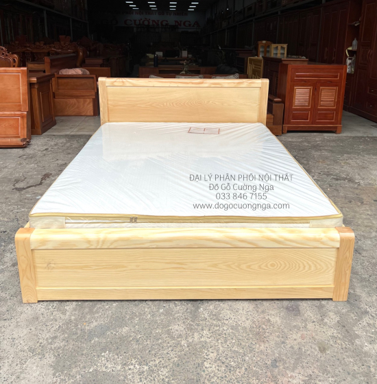 Giường Ngủ Gỗ Sồi Nga Phản Thưa Giá Rẻ - Mẫu Trơn 