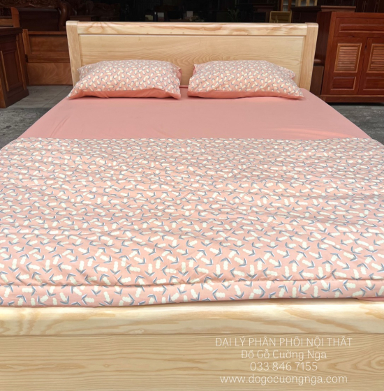 Giường Ngủ Gỗ Sồi Nga Phản Thưa Giá Rẻ - Mẫu Trơn 