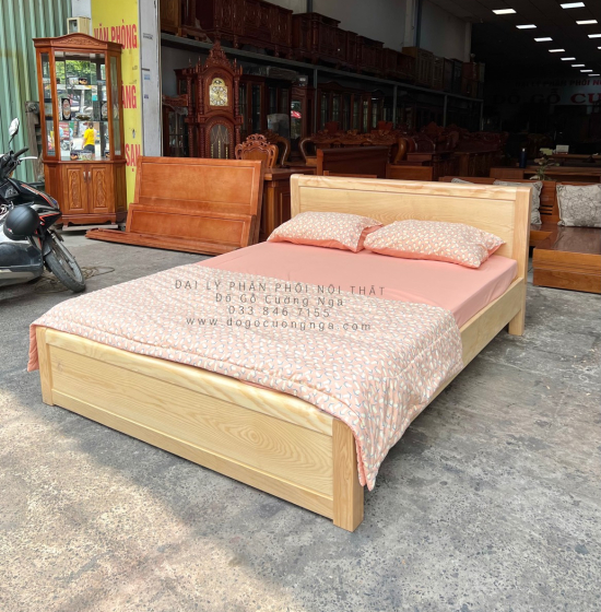 Giường Ngủ Gỗ Sồi Nga Phản Thưa Giá Rẻ - Mẫu Trơn 
