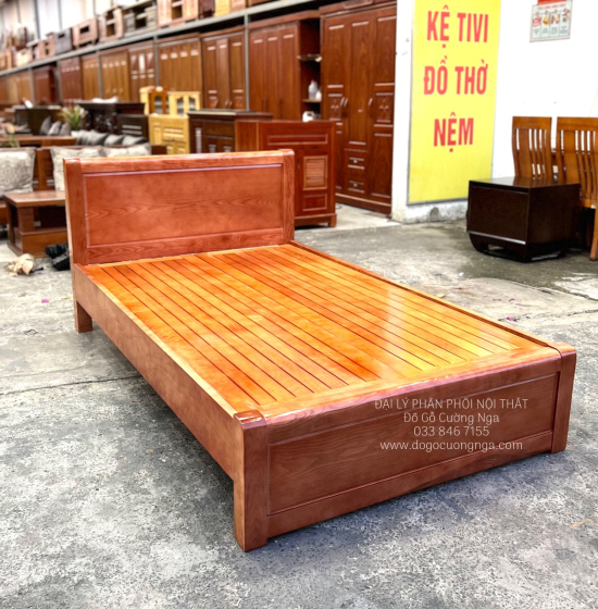 Giường Đơn Gỗ Sồi Nga 1m2x2m Phản Thưa Đẹp Giá Rẻ 