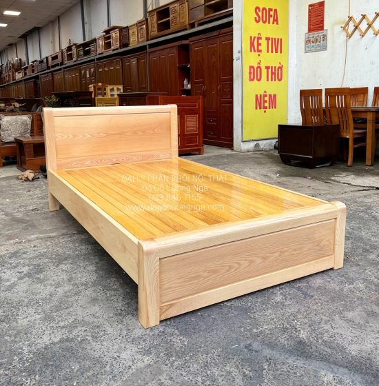 Giường Ngủ Đơn Gỗ Sồi Nga 1m2x2m Phản Thưa 