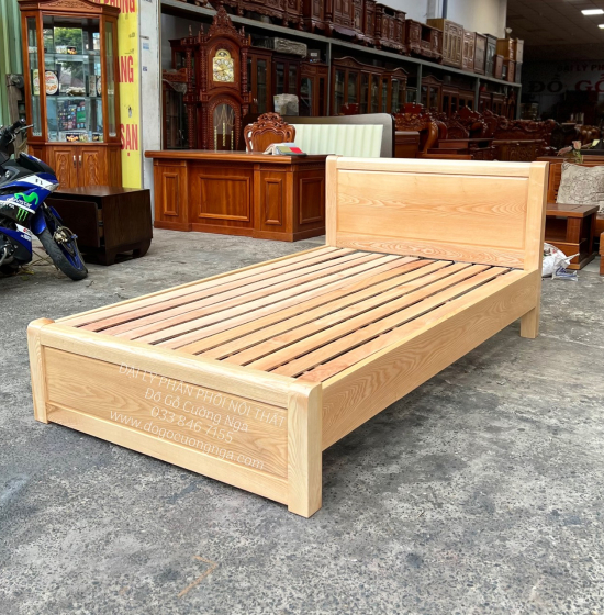 Giường Gỗ Sồi Nga 1m2x2m Giá Rẻ - Màu Tự Nhiên 
